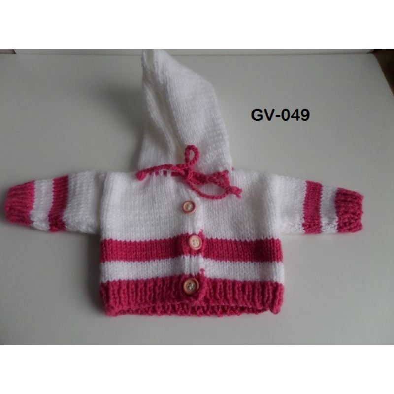 Vest wit met fuchsia streepjes